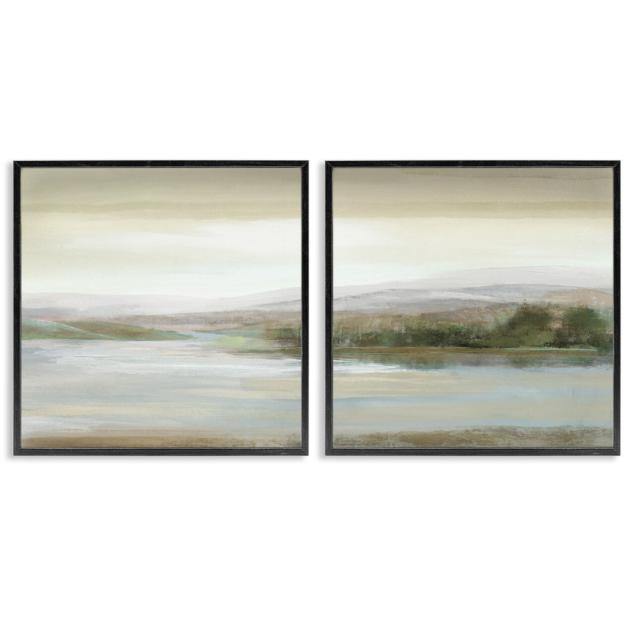 Stupell Industries Abstract Lakeside Landscape 2 pc Framed Giclee Wall Art Set Design by Nan